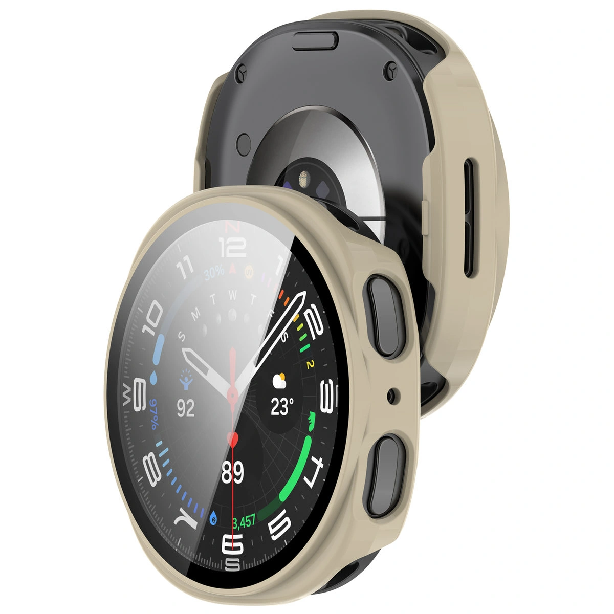 Etui z wbudowanym szkłem Bizon Case Watch Adamo do Galaxy 8 44 mm